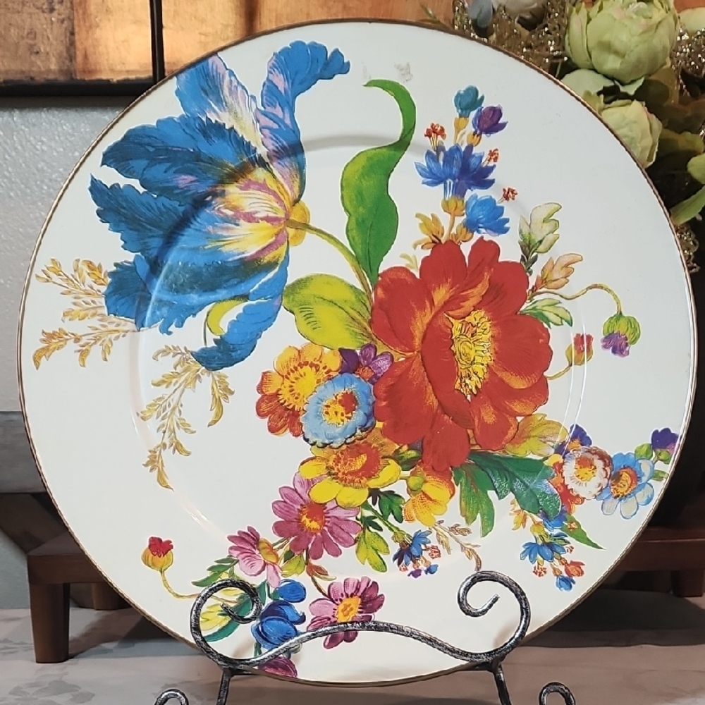 MaKenzie Childs WhiteFlowerMarket (Retired) Platter